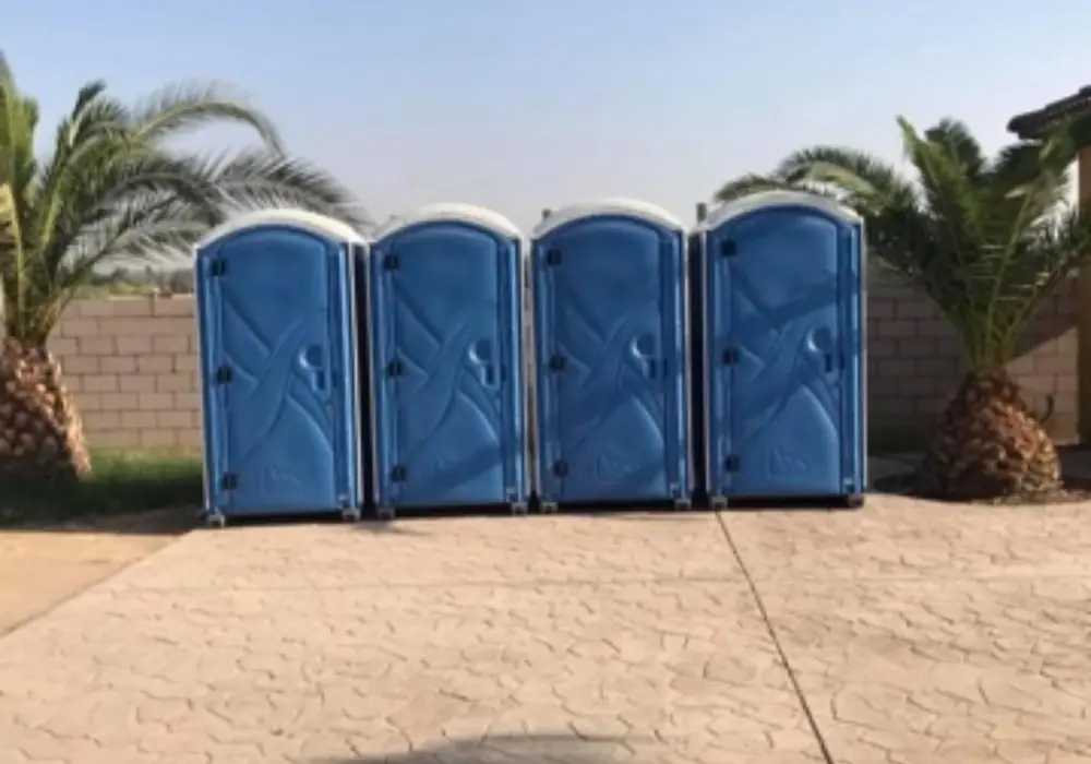 Porta potty setup of the kind we deliver to Refugio, Texas