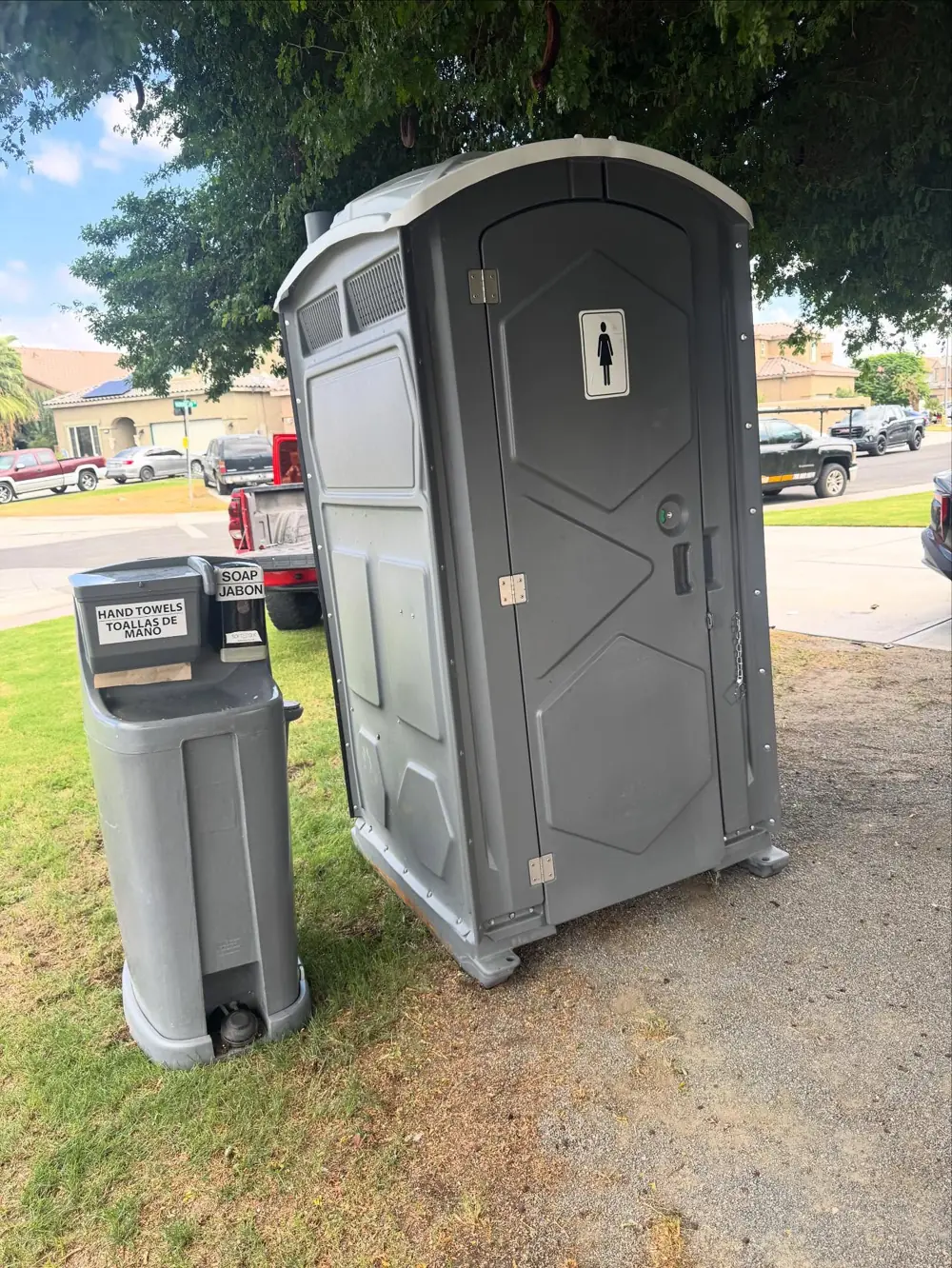 Example porta potty placement for a Frisco rental